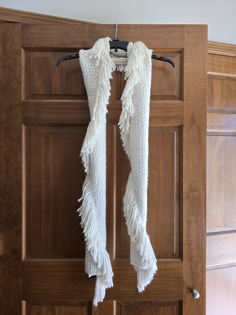 Steve Madden Cream Knit Fringe Scarf
